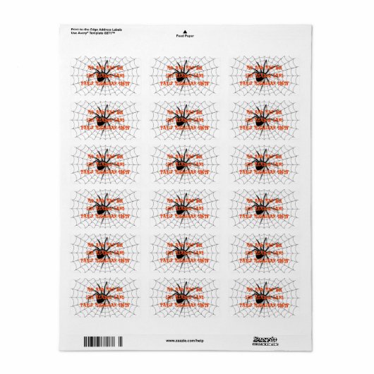 Halloween-adreslabels/Spin en Web Etiket (Full Sheet)