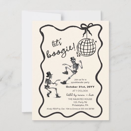 Halloween Adult Dancing Party skeletten disco bal Aankondiging (Voorkant)