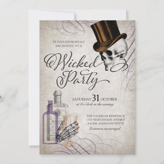 Halloween Adult Party schedel Kaart (Voorkant)