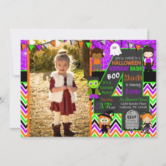 Halloween Afbeelding Birthday Party Invitation Kaart (Voorkant)