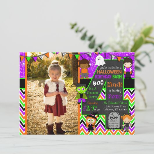 Halloween Afbeelding Birthday Party Invitation Kaart (Staand voorkant)