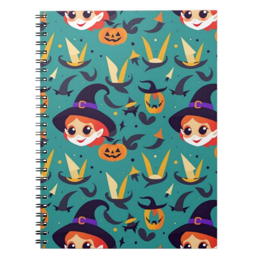 Halloween afbeelding met het gezicht van een heks notitieboek (Voorkant)