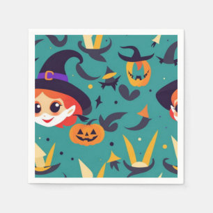 Halloween afbeelding met het gezicht van een heks servet