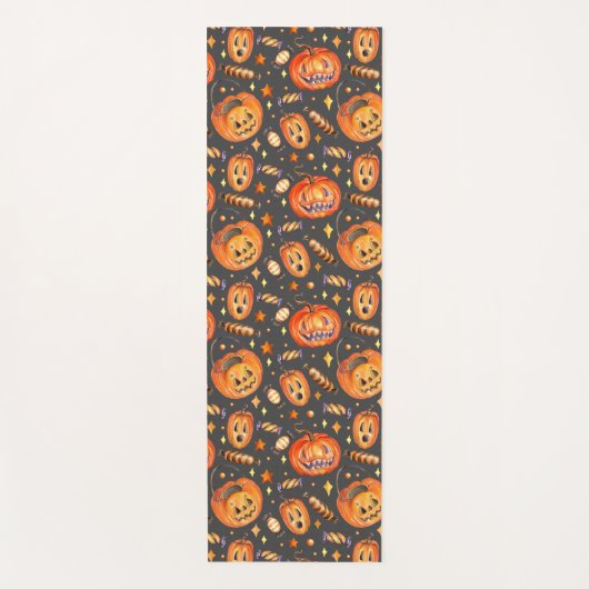 Halloween afbeelding met pompoen en snoepvleermuis yogamat (Voorkant)