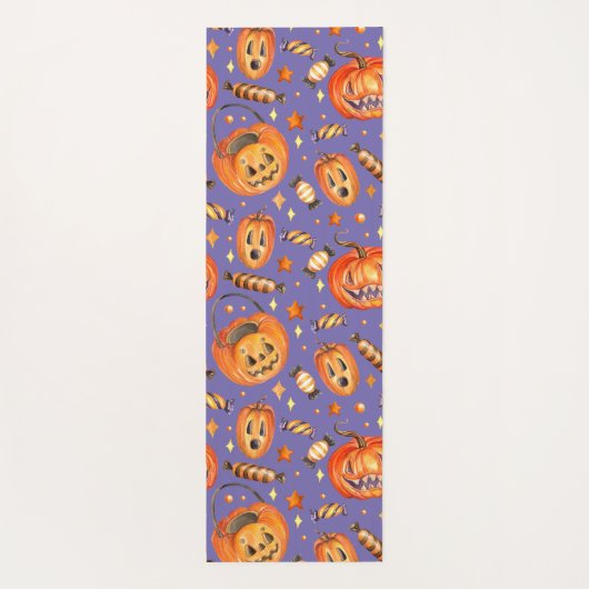 Halloween afbeelding met pompoen en snoepvleermuis yogamat (Achterkant)