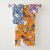 Halloween afbeelding met pompoen, spook en vleermu bad handdoek (Insitu)