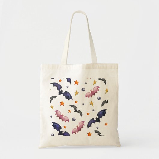 Halloween afbeelding met vleermuizen en sterren tote bag (Voorkant)