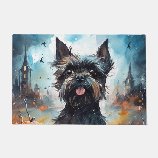 Halloween affenpinscher met pompoenen eng deurmat (Voorkant)