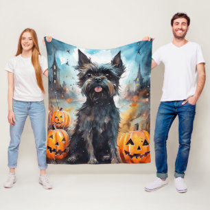 Halloween affenpinscher met pompoenen eng fleece deken