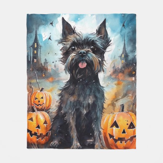 Halloween affenpinscher met pompoenen eng fleece deken (Voorkant)
