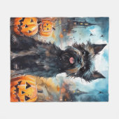 Halloween affenpinscher met pompoenen eng fleece deken (Voorkant (Horizontaal))