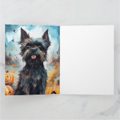 Halloween affenpinscher met pompoenen eng kaart (Binnen)