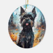 Halloween affenpinscher met pompoenen eng keramisch ornament (Links)