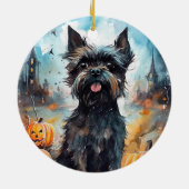 Halloween affenpinscher met pompoenen eng keramisch ornament (Achterkant)