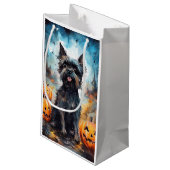Halloween affenpinscher met pompoenen eng klein cadeauzakje (Achterkant Gekanteld)