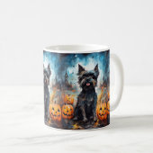 Halloween affenpinscher met pompoenen eng koffiemok (Voorkant rechts)