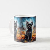 Halloween affenpinscher met pompoenen eng koffiemok (Voorkant links)