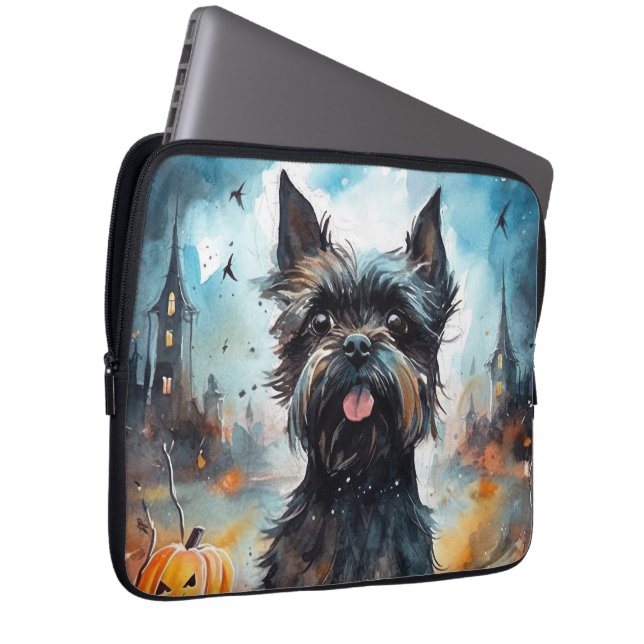 Halloween affenpinscher met pompoenen eng laptop sleeve (Voorkant Rechts)