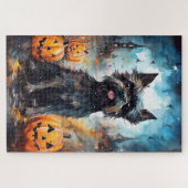 Halloween affenpinscher met pompoenen eng legpuzzel (Horizontaal)