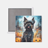 Halloween affenpinscher met pompoenen eng magneet (Voorkant / Achterkant)