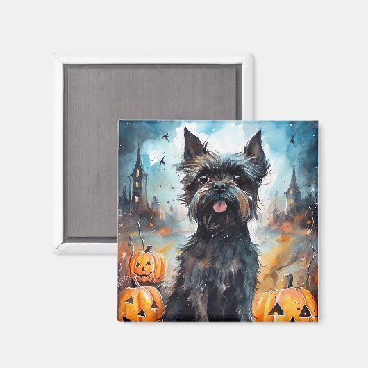 Halloween affenpinscher met pompoenen eng magneet (Voorkant / Achterkant)