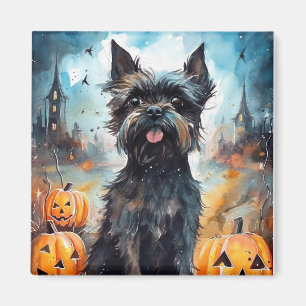 Halloween affenpinscher met pompoenen eng magneet