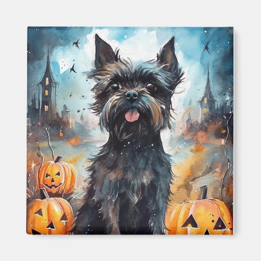 Halloween affenpinscher met pompoenen eng magneet (Voorkant)