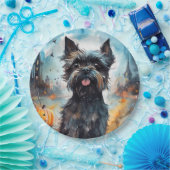 Halloween affenpinscher met pompoenen eng papieren bordje (Feest)