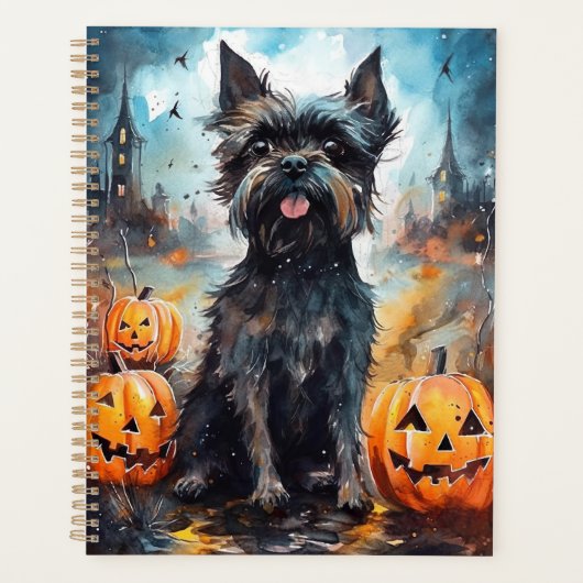 Halloween affenpinscher met pompoenen eng planner (Voorkant)