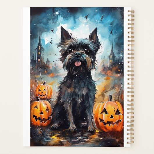 Halloween affenpinscher met pompoenen eng planner (Achterkant)