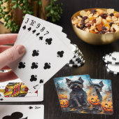 Halloween affenpinscher met pompoenen eng pokerkaarten (Insitu)