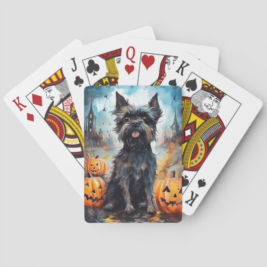 Halloween affenpinscher met pompoenen eng pokerkaarten (Achterkant)