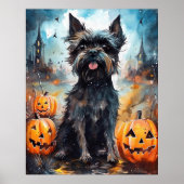 Halloween affenpinscher met pompoenen eng poster (Voorkant)
