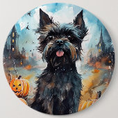 Halloween affenpinscher met pompoenen eng ronde button 6,0 cm (Voorkant)