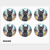 Halloween affenpinscher met pompoenen eng ronde sticker (Vel)