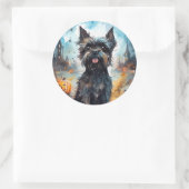 Halloween affenpinscher met pompoenen eng ronde sticker (Tas)