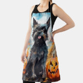 Halloween affenpinscher met pompoenen eng schort (Insitu)