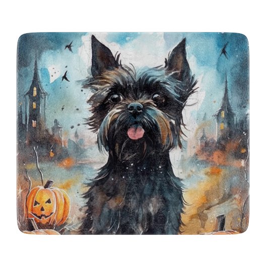 Halloween affenpinscher met pompoenen eng snijplank (Voorkant)