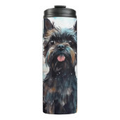 Halloween affenpinscher met pompoenen eng thermosbeker (Voorkant)