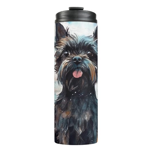 Halloween affenpinscher met pompoenen eng thermosbeker (Voorkant)