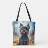 Halloween affenpinscher met pompoenen eng tote bag (Achterkant)