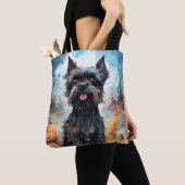 Halloween affenpinscher met pompoenen eng tote bag (Dichtbij)