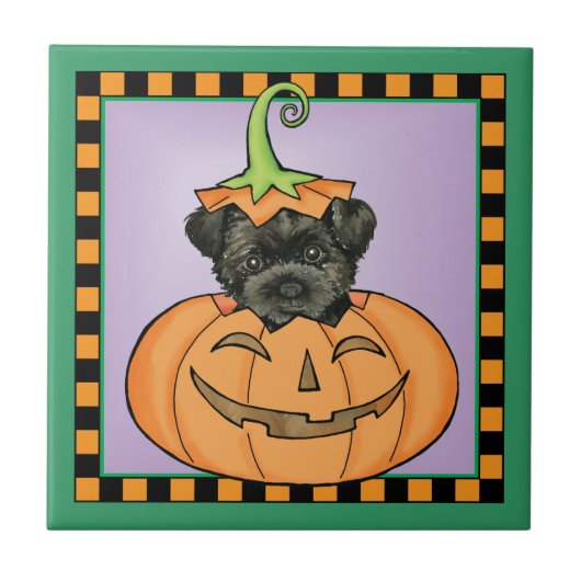 Halloween Affenpinscher Tegeltje (Voorkant)