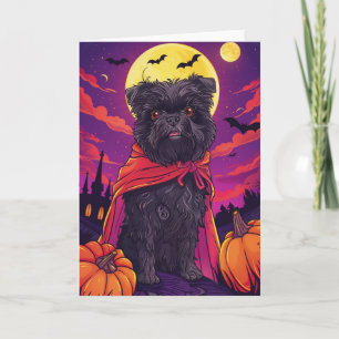 Halloween Affenpinscher Vampier Pompoenen Griezele Kaart