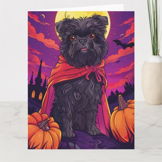 Halloween Affenpinscher Vampire Pumpkins eng Kaart (Voorkant)