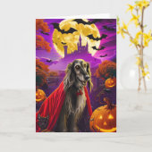 Halloween Afghaanse Hound Vampire Pumpkins eng Kaart (Gele Bloem)