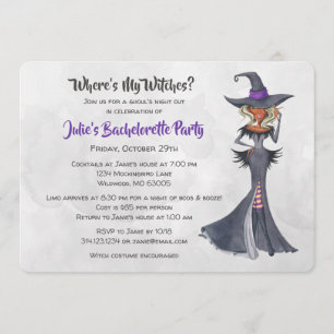 Halloween African America Witch Bachelorette Party Kaart