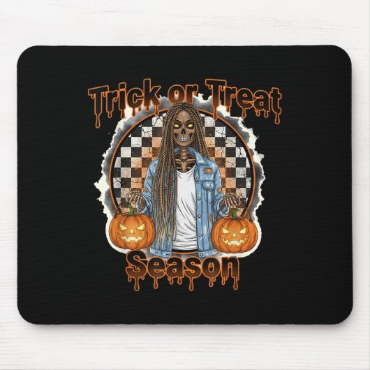 Halloween African American Skeleton Season Pumpkin Muismat (Voorkant)