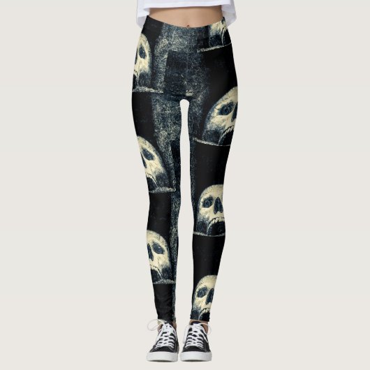 Halloween afschuwelijke schedel leggings (Voorkant)