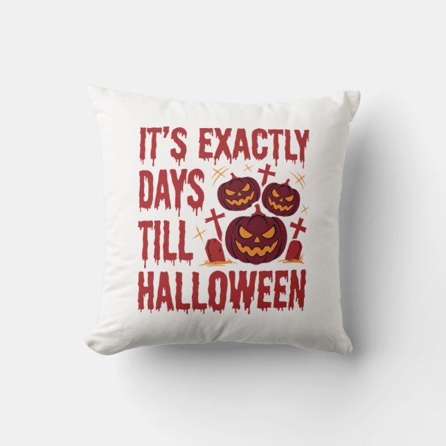 Halloween Aftelling Pompoen Kerkhof Horror Typo Kussen (Voorkant)
